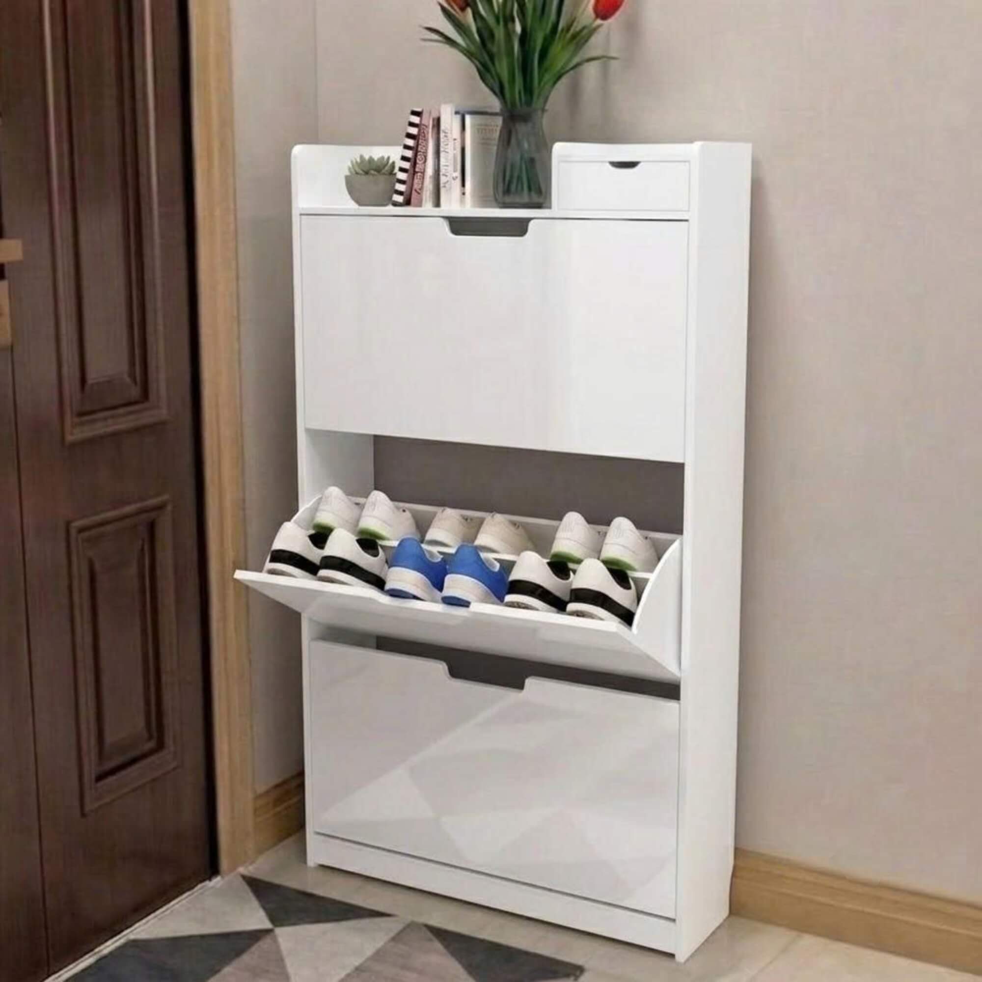 Mẫu Tủ Giày Thông Minh Cánh Lật Gỗ Nhựa PVC - Giải Pháp Tối Ưu Cho Không Gian Hẹp.